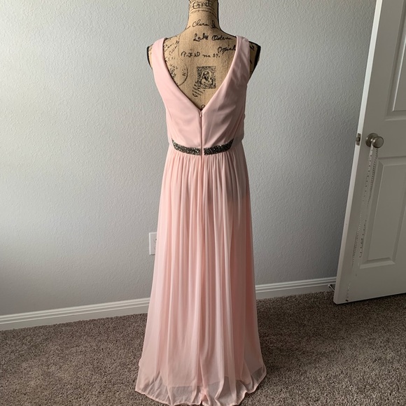 David’s Bridal blush pink maxi dress - Picture 2 of 8